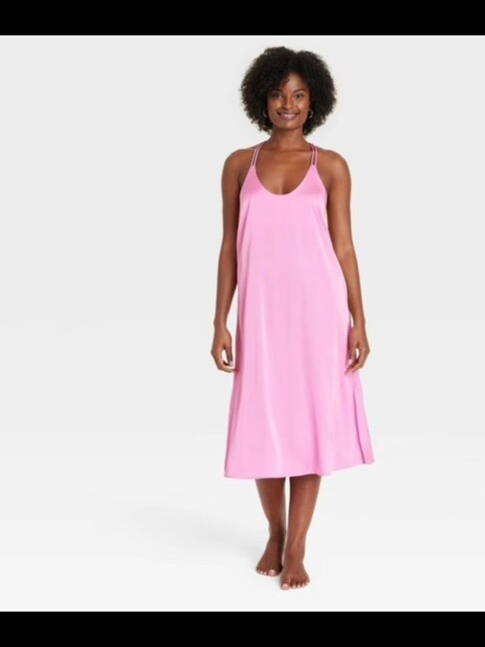Auden Satin Light Pink Double-Strap Sleep Dress